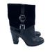 Michael Kors Shoes | Michael Kors Black Leather Suede Overlay Chunky Heeled Boots | Color: Black | Size: 6.5