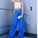 Zara Pants & Jumpsuits | Bloggers Favorite Zara Full Length Satin Effect Pants 7385/522 | Color: Blue | Size: S