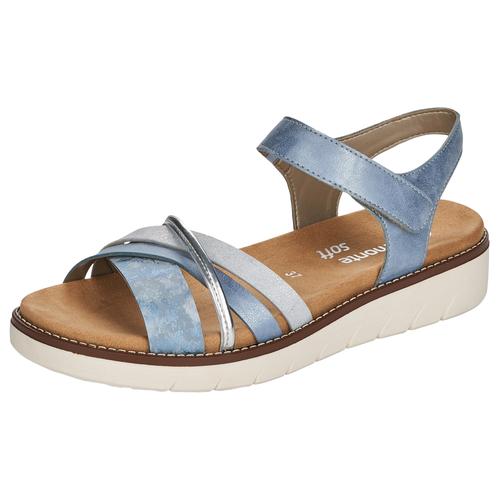 Riemchensandale REMONTE Gr. 38, blau (hellblau, silberfarben) Damen Schuhe Sommerschuh, Sandalette, Keilabsatz, mit herausnehmbarer Softeinlage Bestseller