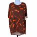 Lularoe Tops | Lularoe Sz Xs Irma Style Shirt Tunic Top Brown Feather Print New Nwt Oversized | Color: Brown | Size: Xs