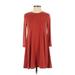 BCBGeneration Casual Dress - A-Line Crew Neck 3/4 sleeves: Red Print Dresses - Women's Size X-Small