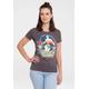 T-Shirt LOGOSHIRT "Print DC Comics Wonder Woman Stars" Gr. L, grau (dunkelgrau) Damen Shirts Longshirts