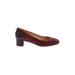 J.Crew Heels: Slip On Chunky Heel Work Burgundy Solid Shoes - Women's Size 7 1/2 - Almond Toe