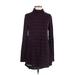 Apt. 9 Casual Dress - A-Line Turtleneck Long sleeves: Purple Color Block Dresses - Women's Size Small