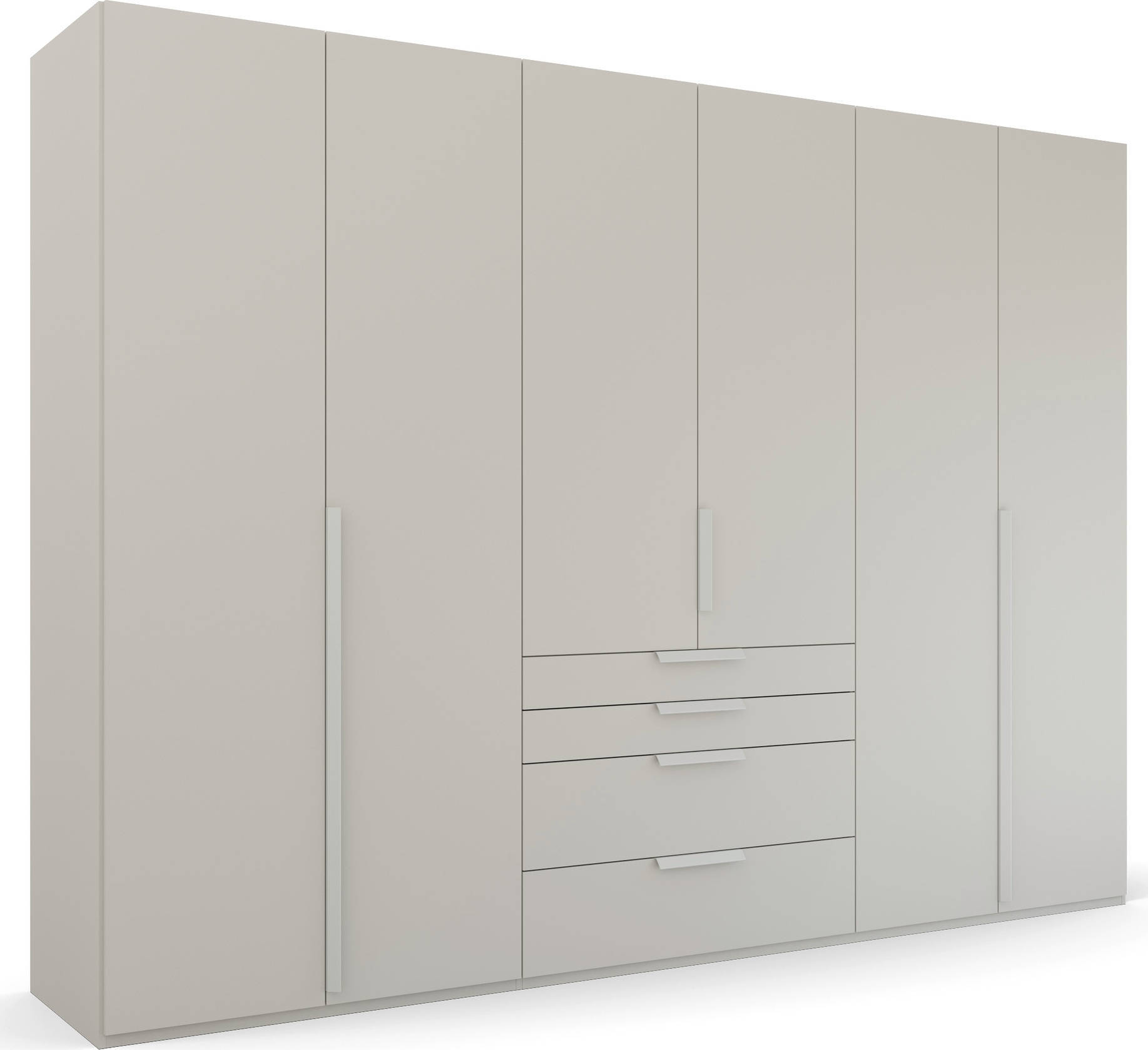 Drehtürenschrank RAUCH "Kleiderschrank Schrank Garderobe Wäscheschrank PURISMA", grau (seidengrau), B:301cm H:223cm T:60cm, Holzwerkstoff, Schränke, Drehtürenschrank, mit Schubladen und umfangreichem Zubehör MADE IN GERMANY