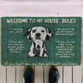 CLOOCL-Tapis imprimé en 3D Great Dane Dog Welcome To My House Rules Doorvirus Decor Soft Glutnel