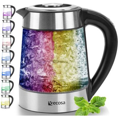 Ecosa - Glas Wasserkocher mit Temperatureinstellung 40°C - 100°C led Beleuchtung Hochwertiges