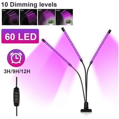 Vingo Pflanzenlampe led Vollspektrum Pflanzenlicht 60 LEDs 3 Köpfe Grow Lampe Pflanzenleuchte Image