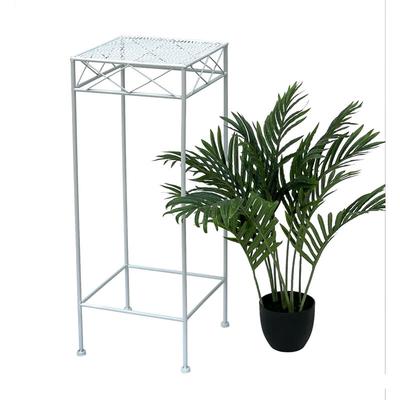 Blumenhocker Weiß Metall Eckig 70 cm Blumenständer 96314 l Beistelltisch Blumensäule Modern