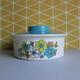 vintage 1960/70s Barratts of Staffordshire 'Limeflower' blue green retro flower round lidded casserole/oven dish. Made in England
