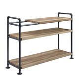 Ley 48 Inch 3 Tier Industrial Style Bookshelf, Metal, Brown, Black