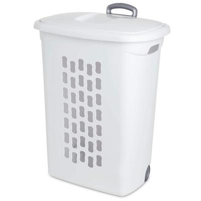 Sterilite White Laundry Hamper With Lift-Top, Wheels, And Pull Handle, 18 Pack - 18 Pack