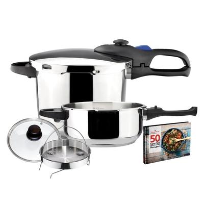 Favorit Six 6.3 & 4.2 Qt. Stainless Steel Pressure Cooker Set