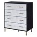 Emily 37 Inch Wood Tall Dresser Chest, 4 Drawers, Gold Handles, Black