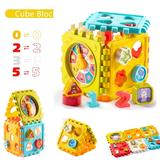 DEELLEEO 6-in-1 Activity Cube Baby Educational Musical Toy Early Development Learning Toys with 6 Different Activities Best Gift for Babies