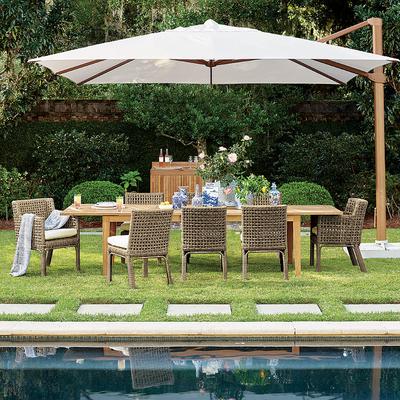 Altura Cantilever Umbrella with Base - 13' Square, Indigo Canopy, Silver - Frontgate