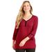 Plus Size Women's Liz&Me® Henley Top by Liz&Me in Classic Red Stripe (Size 4X)