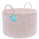 OrganiHaus Large Toy Storage Basket for Kids | Blanket Storage Basket for Living Room | Cotton Rope Basket | Baby Laundry Basket with Handles | Woven Storage Baskets | Rainbow Blanket Basket 50x33cm