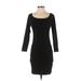 Express Casual Dress - Bodycon Boatneck 3/4 sleeves: Black Solid Dresses - Women's Size Small