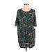 Lularoe Casual Dress - Shift Crew Neck 3/4 sleeves: Blue Floral Dresses - Women's Size X-Small