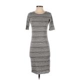 Lularoe Casual Dress - Sheath Crew Neck Short sleeves: Gray Print Dresses - Women's Size X-Small