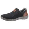 Slipper RIEKER, Herren, Gr. 41, bunt (navy braun), Textil, Lederimitat, Schuhe, Halbschuh, Freizeitschuh, Schlupfschuh mit luftigem Mesh