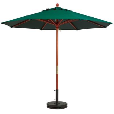Grosfillex 98942031 7 ft Round Top Market Umbrella - Forest Green Fabric, Wooden Pole