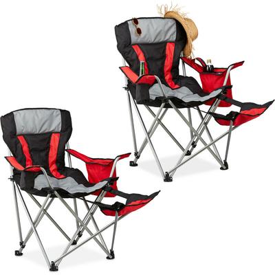 Fauteuil de pêche pliant, lot de 2, chaise de camping pliable porte-boissons repose-pieds, 150 kg,