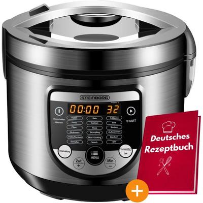 Steinborg - digitaler Multikocher 5 l Edelstahlgehäuse 900 Watt inkl. deutschem Rezeptbuch mit 18 Image
