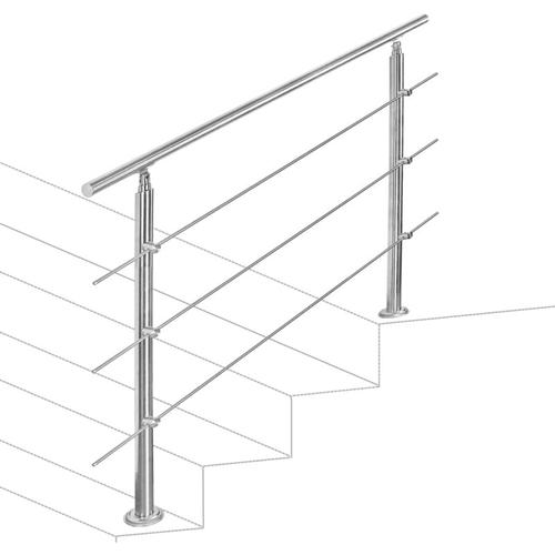 Treppengeländer 120cm 3 Querstreben Edelstahl Geländer und Handläufe Balkongeländer Aufmontage