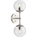 Atwell Collection Two-Light Brushed Nickel Mid-Century Modern Wall Sconce - 5.87 in x 6.75 in x 18 in