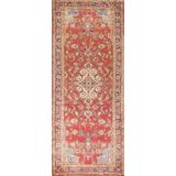 Floral Red Sarouk Persian Vintage Runner Rug Handmade Wool Carpet - 3'0"x 10'4"