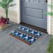 The Holiday Aisle® Haristina Doormat Natural Coir Printed 28 in. x 18 in. Anti Slip Indoor & Outdoor Coir Mat Coir in Blue | Wayfair