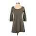 Purejill Casual Dress - Mini Scoop Neck 3/4 sleeves: Green Print Dresses - Women's Size X-Small