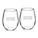 SUNY Farmingdale State Rams 21oz. 2-Piece Stemless Wine Glass Set