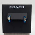 Coach Jewelry | Coach Electric Blue Baguette Hoop Huggies | Color: Blue/Gold | Size: Os