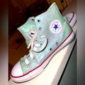 Converse Shoes | Converse Chuck Taylor All Star Hi 663626c Teal Blue Glitter Shoes Junior Size 3 | Color: Blue/Green | Size: 3g