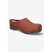 Extra Wide Width Women's Motto Clog Mule by Bella Vita in Dark Tan Woven (Size 9 1/2 WW)