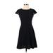 Shein Casual Dress - A-Line Crew Neck Short sleeves: Black Print Dresses - Women's Size X-Small