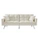 CUH Modern Velvet Sofa Couch Bed with Armrests and 2 Pillows for Living Room and Bedroom (Light Grey ) White