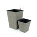 DTY Signature Set of 2 Smart Self-Watering Square Eco-Friendly Planters for Indoor and Outdoor - Hand-Woven Wicker Gray