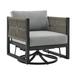 Cuffay Outdoor Patio Swivel Glider Lounge Chair in Black Aluminum with Grey Cushions