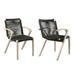 Armen Living Nabila 18 Outdoor Fabric Dining Chairs in Charcoal/Teak (Set of 2)