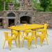 Emma + Oliver Commercial Grade Rectangular Yellow Metal Indoor-Outdoor Table Set-6 Arm Chairs