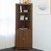 Red Barrel Studio® Fulgencia 70.8" H x 25" W Wood Corner Bookcase Wood in Brown | 70.8 H x 25 W x 17.7 D in | Wayfair