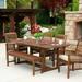 6 Piece Acacia wood Patio Dining Set in Dark Brown