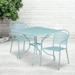 Emma + Oliver Commercial Grade 35.5 Square Sky Blue Patio Table Set-2 Round Back Chairs