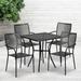 BizChair Commercial Grade 28 Square Black Indoor-Outdoor Steel Patio Table Set with 4 Square Back Chairs