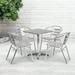 Emma + Oliver 23.5 Square Aluminum Table Set with 4 Slat Back Chairs