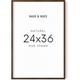 Haus and Hues Walnut 24x36 Wooden Picture Frame - Set of 1 24x36 Inch Poster Frame 24x36 Poster Frame Wood Barnwood Picture Frames 24 x 36 Poster Picture Frame 24x36 Frame Wood (Walnut Oak Frame)